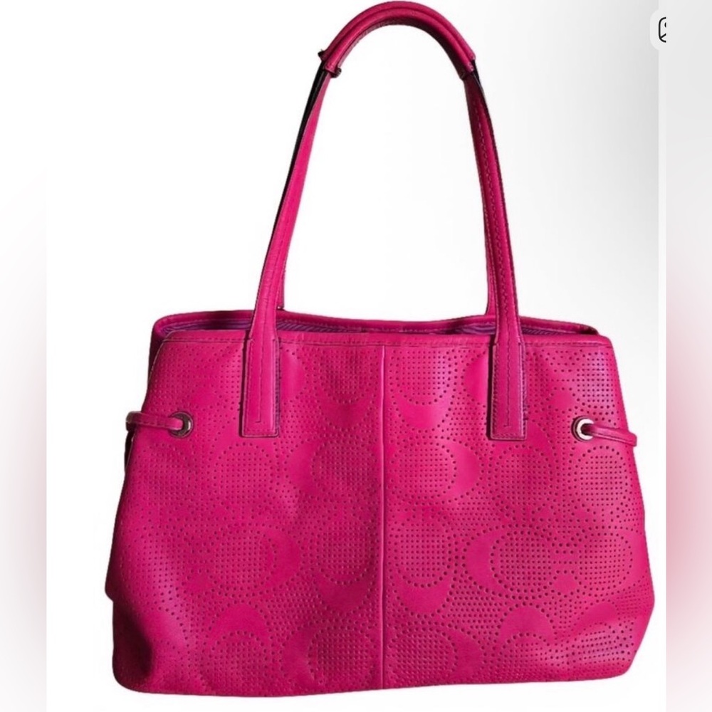 Coach 2013 perforated leather watermelon tote bag - Picture 3 of 12